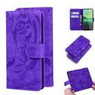 For Motorola Moto G8 Play / One Macro Tiger Embossing Pattern Horizontal Flip Leather Case with Holder & Card Slots & Wallet(Purple) - 1