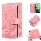 For Motorola Moto G8 Play / One Macro Tiger Embossing Pattern Horizontal Flip Leather Case with Holder & Card Slots & Wallet(Pink) - 1