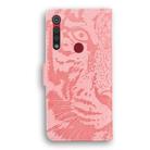 For Motorola Moto G8 Play / One Macro Tiger Embossing Pattern Horizontal Flip Leather Case with Holder & Card Slots & Wallet(Pink) - 3