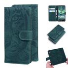 For Nokia 6.2 / 7.2 Tiger Embossing Pattern Horizontal Flip Leather Case with Holder & Card Slots & Wallet(Green) - 1