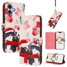 For iPhone 16 Plus Christmas Series Buckle Leather Phone Case with Hand Strap(Christmas Animals) - 1