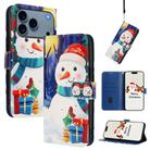 For iPhone 17 Pro Christmas Series Buckle Leather Phone Case with Hand Strap(Gift Box Snowman) - 1