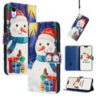 For iPhone XR Christmas Series Buckle Leather Phone Case with Hand Strap(Gift Box Snowman) - 1