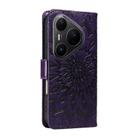 For Huawei Pura 80 Pro 5G Embossed Sunflower Pattern Flip Leather Phone Case(Purple) - 3