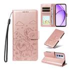 For OPPO A3 Pro Global / A80 5G Embossed Heart Dog RFID Blocking Wallet Leather Phone Case(Rose Gold) - 1
