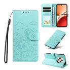 For OPPO Reno12 F 4G / 5G Global Embossed Heart Dog RFID Blocking Wallet Leather Phone Case(Green) - 1