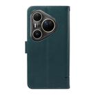 For Huawei Pura 80 Ultra 5G Adorable Cat Embossed Pattern Flip Leather Phone Case(Dark Green) - 3
