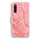 For Sony Xperia 5 Tiger Embossing Pattern Horizontal Flip Leather Case with Holder & Card Slots & Wallet(Pink) - 3