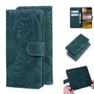 For Sony Xperia 10 Tiger Embossing Pattern Horizontal Flip Leather Case with Holder & Card Slots & Wallet(Green) - 1