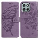 For Motorola Moto G56 5G Butterfly Flutter Pattern Embossed Leather Phone Case(Purple) - 1