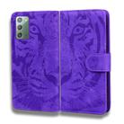 For Samsung Galaxy Note 20 Tiger Embossing Pattern Horizontal Flip Leather Case with Holder & Card Slots & Wallet(Purple) - 1
