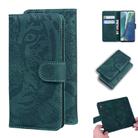For Samsung Galaxy Note 20 Tiger Embossing Pattern Horizontal Flip Leather Case with Holder & Card Slots & Wallet(Green) - 1