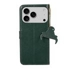 For iPhone 17 Pro Max Genuine Leather Litchi Texture RFID Leather Phone Case(Green) - 3