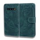 For Samsung Galaxy S10 Tiger Embossing Pattern Horizontal Flip Leather Case with Holder & Card Slots & Wallet(Green) - 2