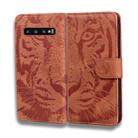 For Samsung Galaxy S10 Plus Tiger Embossing Pattern Horizontal Flip Leather Case with Holder & Card Slots & Wallet(Brown) - 2