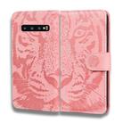 For Samsung Galaxy S10 Plus Tiger Embossing Pattern Horizontal Flip Leather Case with Holder & Card Slots & Wallet(Pink) - 2