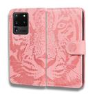 For Samsung Galaxy S20 Ultra Tiger Embossing Pattern Horizontal Flip Leather Case with Holder & Card Slots & Wallet(Pink) - 1