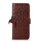 For iPhone 17 Pro Max Ostrich Pattern Genuine Leather RFID Phone Case(Coffee) - 2