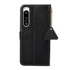 For Sony Xperia 5 IV Genuine Leather Litchi Texture RFID Leather Phone Case(Black) - 3