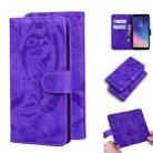 For Samsung Galaxy A6 (2018) Tiger Embossing Pattern Horizontal Flip Leather Case with Holder & Card Slots & Wallet(Purple) - 1