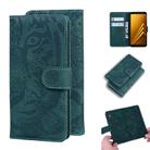For Samsung Galaxy A8 (2018) Tiger Embossing Pattern Horizontal Flip Leather Case with Holder & Card Slots & Wallet(Green) - 1