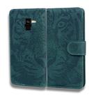 For Samsung Galaxy A8 (2018) Tiger Embossing Pattern Horizontal Flip Leather Case with Holder & Card Slots & Wallet(Green) - 2