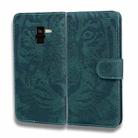 For Samsung Galaxy A8 (2018) Tiger Embossing Pattern Horizontal Flip Leather Case with Holder & Card Slots & Wallet(Green) - 2