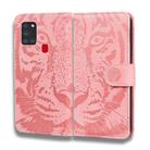 For Samsung Galaxy A21s Tiger Embossing Pattern Horizontal Flip Leather Case with Holder & Card Slots & Wallet(Pink) - 2