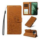 For Redmi K80 / Poco F7 Pro Embossed Heart Dog RFID Blocking Wallet Leather Phone Case(Brown) - 1