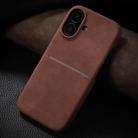 For iPhone 16 Plus Skin Feel Sheepskin Card Slot Phone Case(Brown) - 1