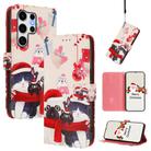 For Samsung Galaxy S25 Ultra 5G Christmas Series Buckle Leather Phone Case with Hand Strap(Christmas Animals) - 1