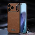 For iPhone 17 Pro Max SULADA Shockproof TPU Hybrid Handmade Leather Phone Case(Brown) - 1