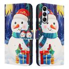 For Samsung Galaxy M14 5G Christmas Series Buckle Leather Phone Case with Hand Strap(Gift Box Snowman) - 2