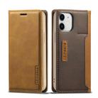 For iPhone 12 mini LC.IMEEKE LC-001 Series PU + TPU Color Matching Frosted Horizontal Flip Leather Case with Holder & Card Slot(Brown) - 1