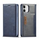 For iPhone 12 mini LC.IMEEKE LC-001 Series PU + TPU Color Matching Frosted Horizontal Flip Leather Case with Holder & Card Slot(Blue) - 1