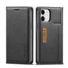 For iPhone 12 mini LC.IMEEKE LC-001 Series PU + TPU Color Matching Frosted Horizontal Flip Leather Case with Holder & Card Slot(Black) - 1