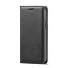 For iPhone 12 mini LC.IMEEKE LC-001 Series PU + TPU Color Matching Frosted Horizontal Flip Leather Case with Holder & Card Slot(Black) - 1