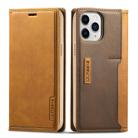 For iPhone 12 / 12 Pro LC.IMEEKE LC-001 Series PU + TPU Color Matching Frosted Horizontal Flip Leather Case with Holder & Card Slot(Brown) - 1