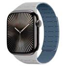For Apple Watch 38 / 40 / 41 / S10 42mm xDfind Contrasting Colors Magnetic Silicone Watch Band(Grey + Blue) - 1