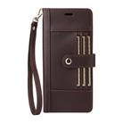 For iPhone 17 Pro Six Card Slots Buckle Leather Phone Case with Lanyard(Coffee) - 2