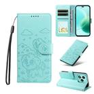 For Honor 400 Lite Global / X70i Embossed Heart Dog RFID Blocking Wallet Leather Phone Case(Green) - 1
