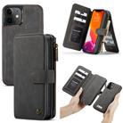 For iPhone 12 mini CaseMe-007 Crazy Horse Texture Detachable Horizontal Flip PU Leather Case, with Card Slot & Holder & Zipper Wallet & Photo Frame(Black) - 1