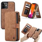 For iPhone 12 mini CaseMe-007 Crazy Horse Texture Detachable Horizontal Flip PU Leather Case, with Card Slot & Holder & Zipper Wallet & Photo Frame(Brown) - 1