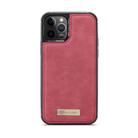 For iPhone 12 / 12 Pro CaseMe-007 Crazy Horse Texture Detachable Horizontal Flip PU Leather Case, with Card Slot & Holder & Zipper Wallet & Photo Frame(Red) - 2