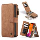 For iPhone 12 / 12 Pro CaseMe-007 Crazy Horse Texture Detachable Horizontal Flip PU Leather Case, with Card Slot & Holder & Zipper Wallet & Photo Frame(Brown) - 1