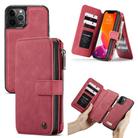 For iPhone 12 Pro Max CaseMe-007 Crazy Horse Texture Detachable Horizontal Flip PU Leather Case, with Card Slot & Holder & Zipper Wallet & Photo Frame(Red) - 1