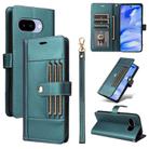 For Google Pixel 9a Six Card Slots Buckle Leather Phone Case with Lanyard(Green) - 1