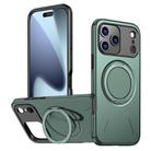 For iPhone 17 Pro Metal Rotation Holder MagSafe TPU Hybrid PC Phone Case(Grey Green) - 1