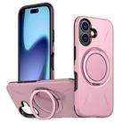 For iPhone 17 Metal Rotation Holder MagSafe TPU Hybrid PC Phone Case(Pink) - 1