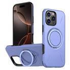 For iPhone 16 Pro Max Metal Rotation Holder MagSafe TPU Hybrid PC Phone Case(Purple) - 1